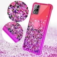 thumbnail image 3 of Compatible for T-Mobile REVVL 6 Pro 5G Case Ring Kickstand Liquid Quicksand Glitter Case Clear Bling Diamond Shock Protective Cover for Girls Women - Hot Pink/Purple, 3 of 5