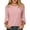 *Pink, variant on ClodeEU Women's Crew Neck 3/4 Sleeve Blouse,Solid Casual Loose Fit Basic Top Beige,Women's Plus L