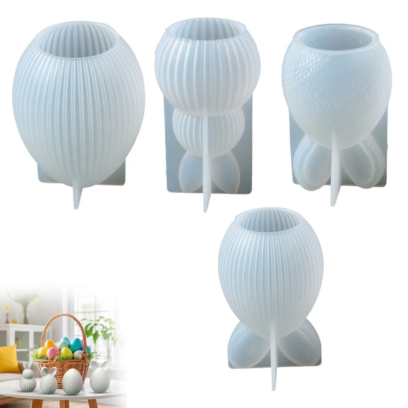 Dwellin Easter Egg Candle Molds Silicone Resin Casting Moulds Rabbit Home Decoration Gypsum Clay Craft for Plaster Soy Wax Casting