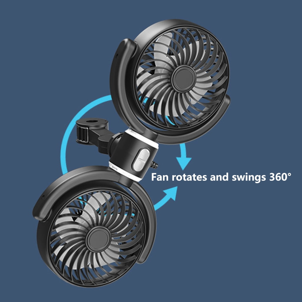 CIYISON Two USB Fan for Car Back Seat with Three Speed Setting and Rotatable Neck Cool