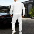 thumbnail image 2 of YueHuiYing Men's Tracksuit 2 Piece Sweatsuit Track Suit Zipper Long Sleeve Tops Jogging Pants Casual Outfits For Men's White XL, 2 of 9