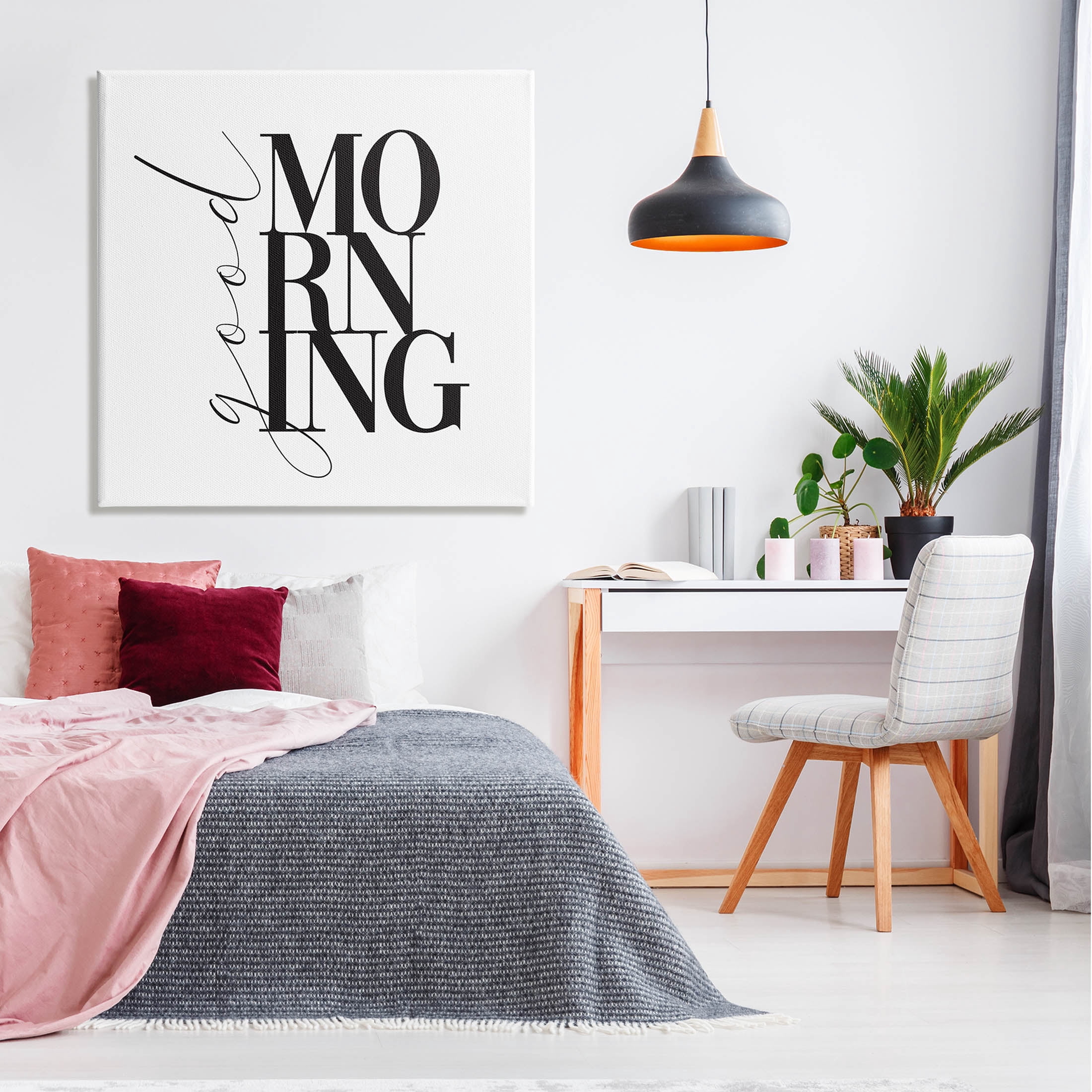 Stupell Industries Good Morning Modern Text Graphic Art Gallery Wrapped Canvas Print Wall Art, Design by Alison Petrie