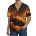 thumbnail image 1 of Balery Cool Fire Man Camisa Casual de Manga Corta con Botones para Hombre, Texturizada, Estilo Cubano, para Playa, Verano-X-Large, 1 of 5