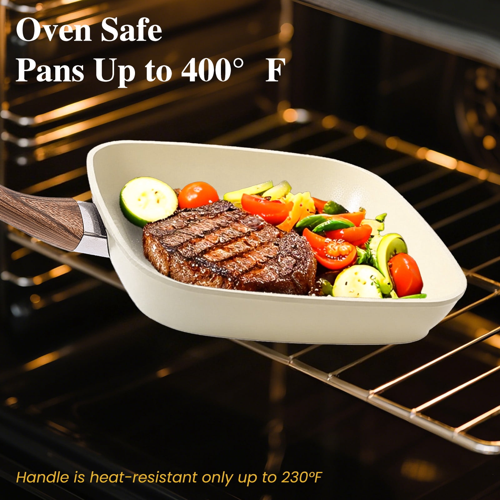 Gianna 3-Piece Non-Stick Cookware Set, Durable Pans for Gas and Induction Stoves, Beige
