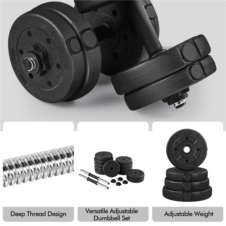 Yaheetech 33 lb Adjustable Dumbbell Set, Black photo 3