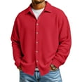 thumbnail image 2 of Lumtrix Mens Waffle Shirt Long Sleeve Button Down Casual Blouses Lightweight Tops Classic Tshirt for Men Red 3XL, 2 of 7