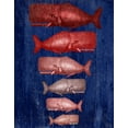 thumbnail image 2 of Fab Funky 20x24 Gold Ornate Wood Framed with Double Matting Museum Art Print Titled - Whale Family Red On Blue, 2 of 4