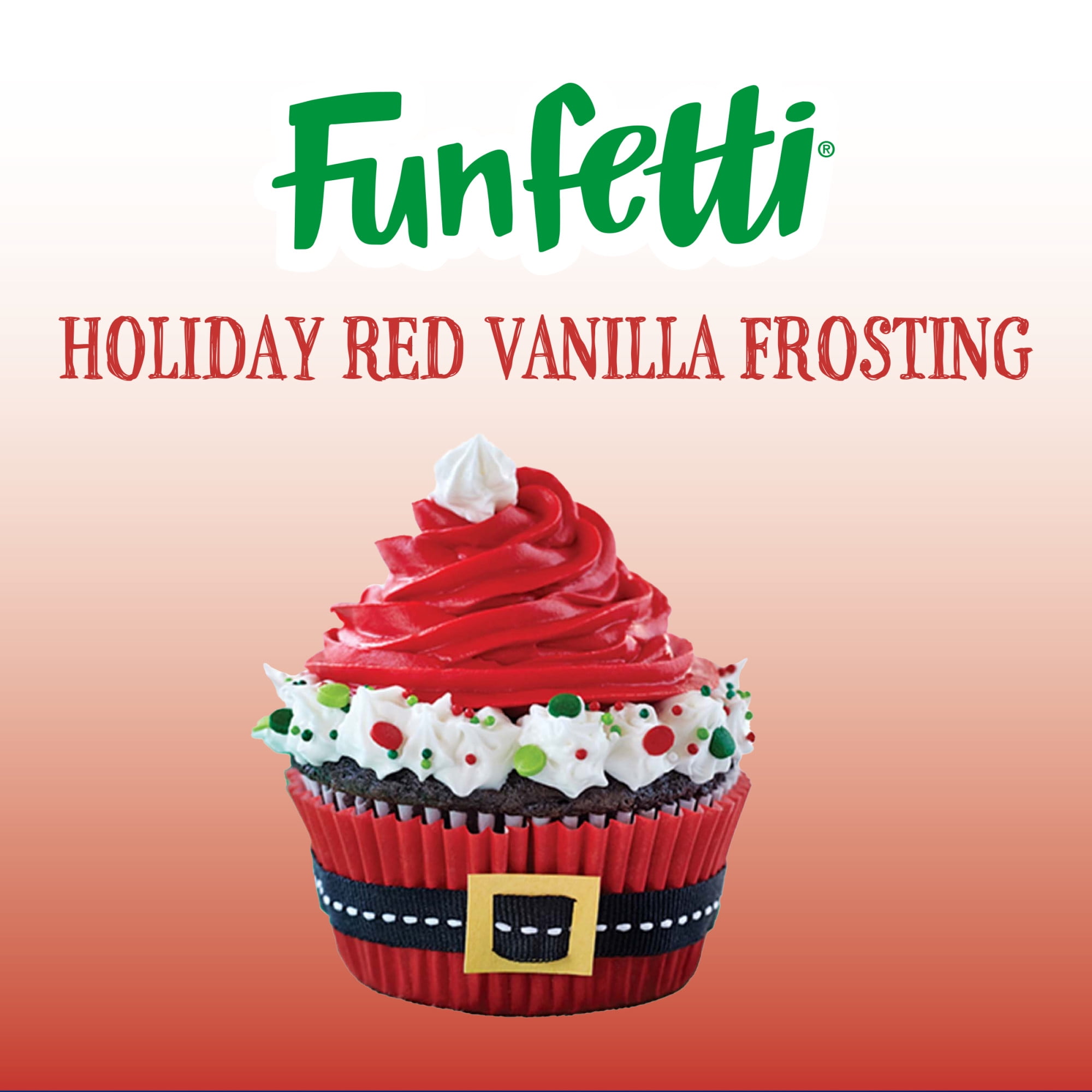 (2 pack) Pillsbury Funfetti Holiday Red Vanilla Frosting, 15.6 Oz Tub