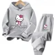 thumbnail image 3 of Conjunto de 2 piezas de sudadera y pantalones con estampado de dibujos animados de Hello Kitty Kawaii para primavera y otoño, ropa para niños de 2 a 14 años, chándal de moda, 3 of 5