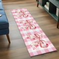 thumbnail image 3 of 2'x6' Rug Runners for Hallways Kitchen, Pink Floral Print Non Slip Entryway Beside Floor Carpet Runner, Checkered Bow Rose Flower Gingham Washable Laundry Room Bedroom Throw Rugs Mat for Family Pet, 3 of 8