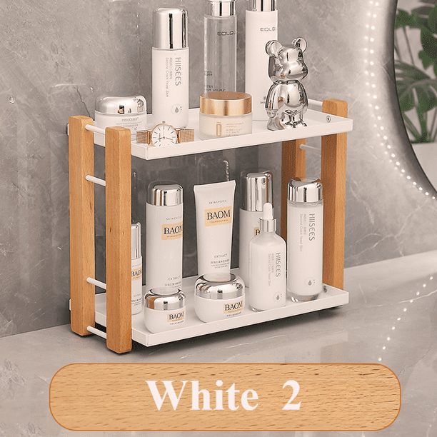 Organizador para mostrador de baño con estación de café, soporte para cosméticos y estante de almacenamiento para tocador y encimera, accesorios de cocina
