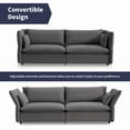 thumbnail image 3 of ZAFLY Living Room Sofa Set, 3 Seater Sofa with Pillows, Upholstered Couch with Adjustable Armrests and Backrest, Modern Linen Minimalist Sleeper Sofas and Couches - Dark Grey, 3 of 9