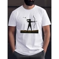 thumbnail image 1 of Women's Archery Silhouette Print T-Shirt - Casual Polyester Knit Fabric, Geometric Pattern, Round Neck, Regular Fit, Summer Short Sleeve Tee for Adults, 1 of 5