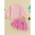 thumbnail image 6 of Toddler Baby Girl St.Patrick's Day Outfit Letter Embroidery Long Sleeve Sweatshirt Sequined Clover Mesh Tulle Skirt 2Pcs Clothes Set, 6 of 8