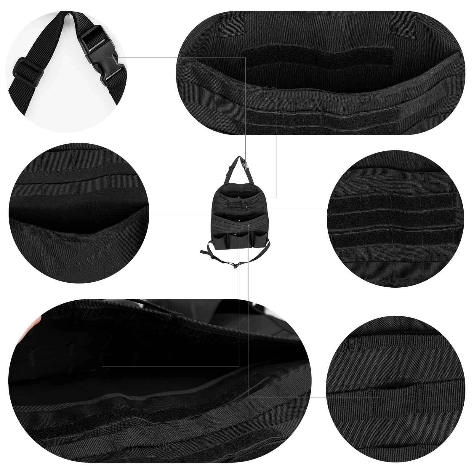 AUTOXBERT 2Pcs Car Seat Back Cover Organizer Panel Vehicle MOLLE Protector Storage Bag