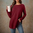 thumbnail image 5 of Siilsaa Womens Oversized Turtleneck Sweaters Long Sleeve Split Hem Jumper Ribbed Knit Pullover Tops 2024 Fall Outfits ,M, 5 of 5