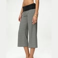 thumbnail image 6 of ADSSDQ Women Fold Over Pants Flowy Low Rise Wide Leg Capri Pant Y2K Foldover Cropped Yoga Lounge Bottoms Dark Gray S, 6 of 6