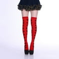 thumbnail image 6 of ZPAQI Women Thigh High Stockings Novelty Funny Poker Card Suit Plum Flower Heart Print Over Knee Slim Long Socks Cosplay Costume, 6 of 17