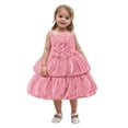 thumbnail image 4 of XFHLMJFF Girls Christmas Tiered Dress Children Sleeveless Solid Color Hem Pleated Flowers Dresses Princess Party Gown 6-7 Years, 4 of 8
