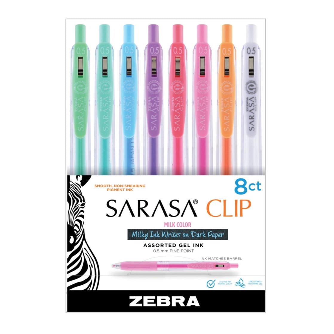 SarasA Zebra Sarasa Dry X20 Retractable Gel Ink Pens, 0.7mm, 12-ct