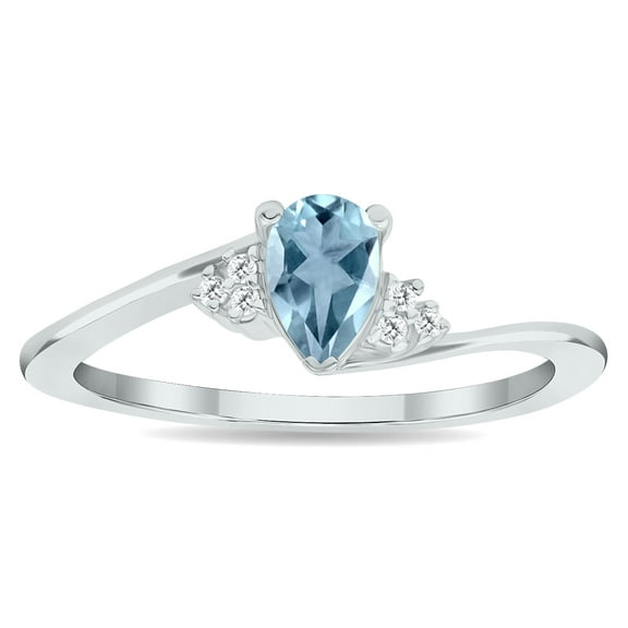SZUL Women's Aquamarine and Diamond Tierra Ring in 10K White Gold