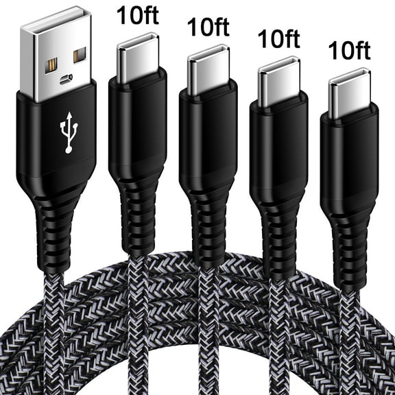 USB Cables,Type C Charging Cable 10ft Type C Cables 10ft-4PACK,ABCPOW USB A to USB C Type C Cable High Speed Android Type C Charger Fast Charging Phone Charger Cord
