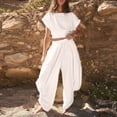 thumbnail image 2 of Wlynlyn Womens 2 Piece Outfits Backless Lace up Cap Sleeve Top High Waisted Baggy Trousers Tracksuits Set, 2 of 8