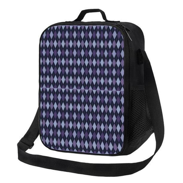 Disketp Purple and Blue Squares Bolsa Térmica Estampada para Almuerzo, Lonchera para Hombres y Mujeres Adultos