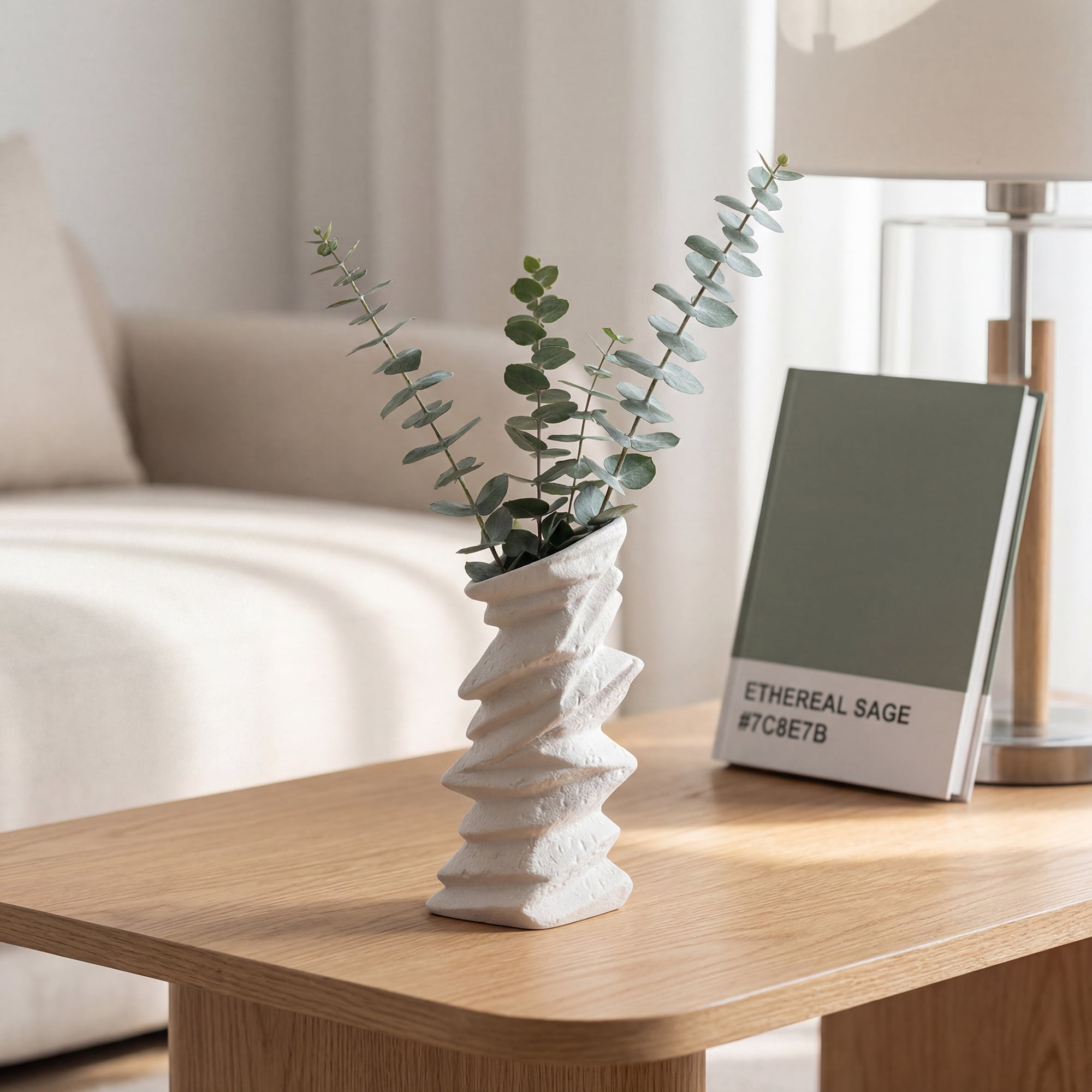 Unique Bargains Modern Ceramic Vase for Home Decor Matte Ribbed Flower Vase White 4.3