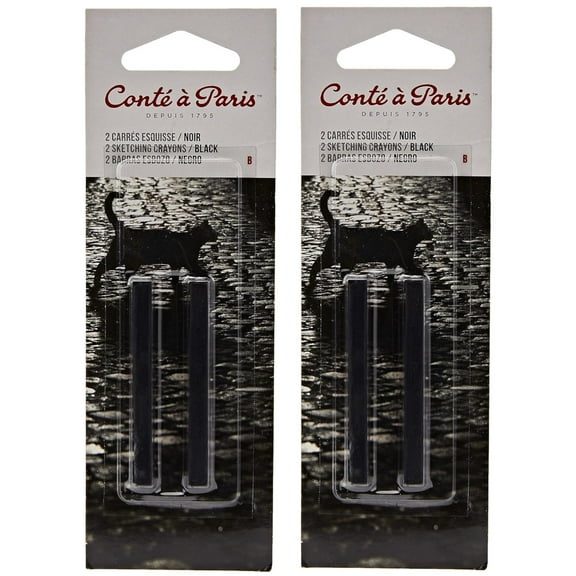 2-pack - Conte à Paris "B" 2 Count Sketching Crayons, Black