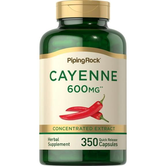 Cayenne Pepper Extract 600mg | 350 Capsules for Men and Women | by Piping Rock