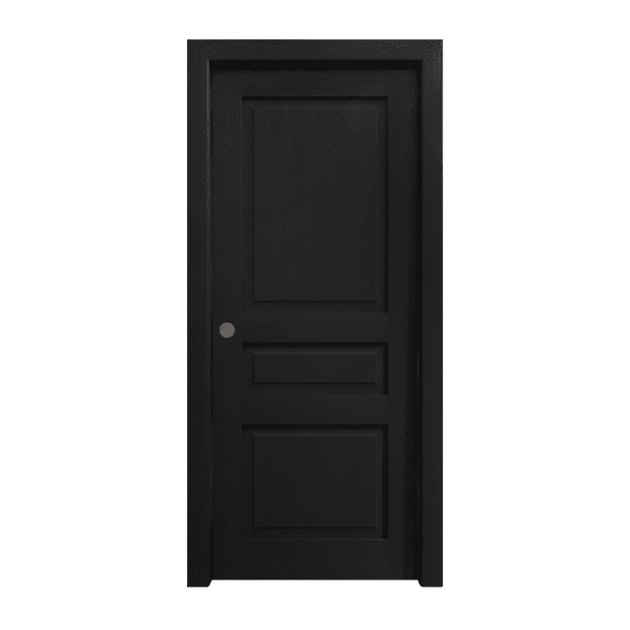 Sliding Pocket Door 18 x 84 inches | Ego 5012 Painted Black Oak | Kit Rail Hardware | Solid Wood Interior Bedroom Modern Doors