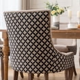 thumbnail image 4 of GOMYHOME Upholstered Side Dining Chair, Dual-Fabric Beige & Geometric Back, Solid Wood Legs, Set of 2, 4 of 7