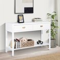 thumbnail image 2 of FurnitureR Bianca Modern Wood Console Table with 2 Drawers in White, 2 of 9