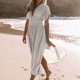 thumbnail image 4 of Vestido largo sexy con abertura y cuello en V para mujer: tejido ligero y fluido, corte holgado, adecuado para fiestas, citas y vacaciones, disponible en varias tallas., 4 of 8