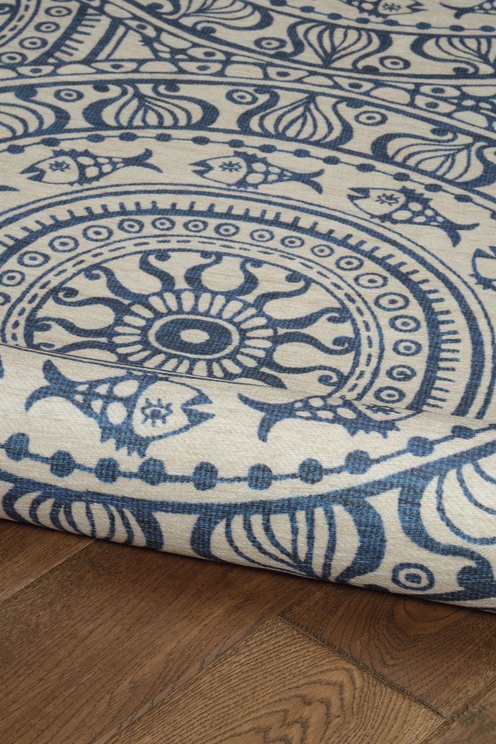 Tapis d'extérieur lavable Ormond ivoire & bleu 5 pi x7 pi