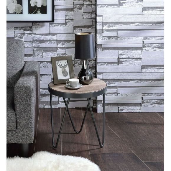 ACME Bage End Table in Weathered Gray Oak