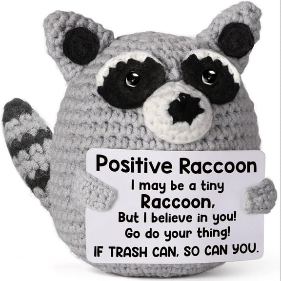 Positive Rocking Raccoon Crochet Doll, Positive Rocking Raccoon Crochet, Desktop Decoration, Emotional Support Gift for Family, Friend, Colleague