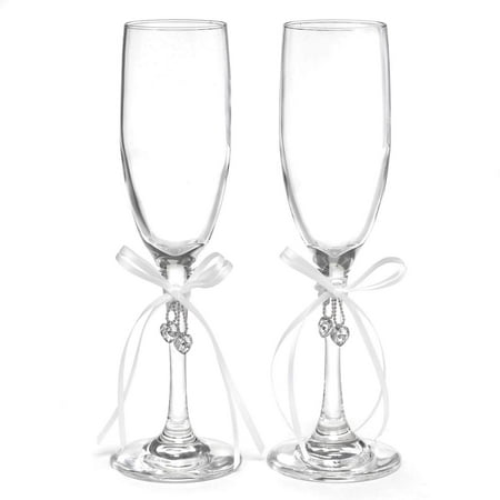 Hortense B. Hewitt Wedding Accessories Heart's Desire, Champagne Toasting Flutes, Set of 2, White, Set of 2 beautiful fluted champagne glasses to add.., By Hortense B Hewitt