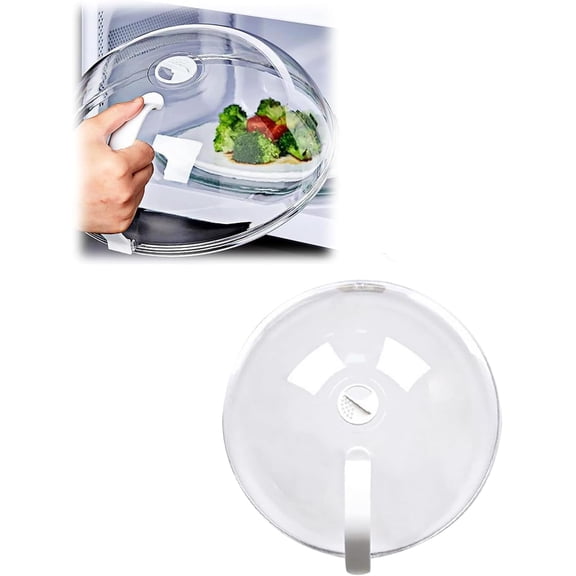 Microwave Splatter Cover for Kitchen, Transparent 9 Inch Anti-Splatter Lid with Steam Vents Holes and Handle, Microwave Oven Heating Oil Proof Covers, Plate Cover for Heating Food (1pc)