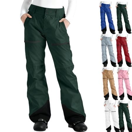 Gamivast Snow Pants Women Waterproof Color Block Straight Leg Ski Pant with Pocktes Lightweight Winter Warm Snowboard Hiking Pants for Outdoor