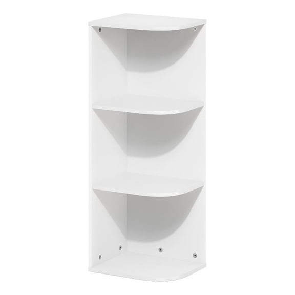 Pemberly Row Contemporary 3-Tier Corner Open Shelf Bookcase in White