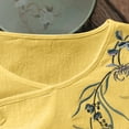 thumbnail image 3 of Tmtolofot Cotton Linen Tops For Women, Cuff Embroidered T-Shirts Female Round Neck Short-Sleeved Clothingloose Comfy Lightweight Shirt Cute Funny Waist Top，1_Yellow，3X-Large, 3 of 6