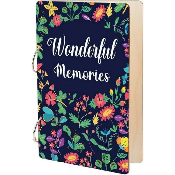 Wonderful Memories Greeting Card Holder Organizer Wooden Card Keeper Binder Planning Book Flowers Birthday Cards Keeper Photo Album Cover Graduation Wedding Planner Journal Keepsake Gift colorful