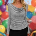 thumbnail image 1 of Xuyuer Women's Solid Color V-Neck Long Sleeve Pullover, Pile Casual Fashion Top for Women's Blouses Collection, 1 of 9
