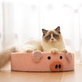 thumbnail image 4 of Nebwoak Cat Scratcher & Bed Combo - Round Cardboard Cat Bed with Scratcher, Durable Non-Shedding Pig Shaped Pet Bed for Small Cats Under 10 lbs, Non-Toxic Pink, 4 of 6
