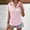 Hot Pink, variant on New Summer Arrivals Olyvenn Linen Cotton Womens Short Sleeve Shirts Summer Casual Striped Shirts V Neck Collared Button Down Blouse Tops Gray S