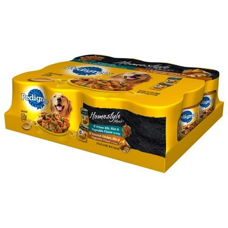 Pedigree Homestyle Meals Prime Rib and Roasted Chicken, Rice & Vegetable Flavor Variety Pack Wet Dog Food, 13.2 Oz, Case of 12