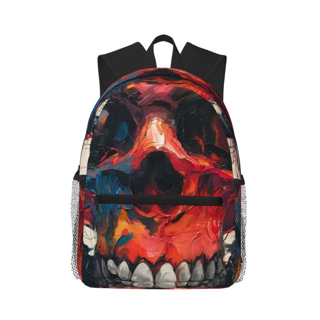 Fotbe Abstract Colorful Skull Art Mochila Ligera Casual para Laptop para Hombres y Mujeres, Mochila Impermeable de Uso Diario, Mochila para Universidad