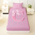 thumbnail image 3 of Feelyou Bow Letter C Twin Sheet Sets for Girls Kids, Cute Pink Stripes Line Bedding, 3-Piece, 3 of 5